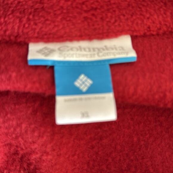 Columbia Mens Red XL Full Front Zip Fleece Long Sleeved Jacket Logos - Picture 3 of 7